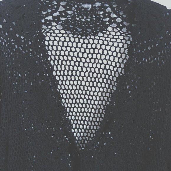 Vintage Kroshetta Crochet Sweater black size M - Picture 2 of 5